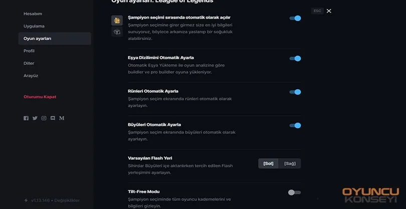 Blitz in-game settings