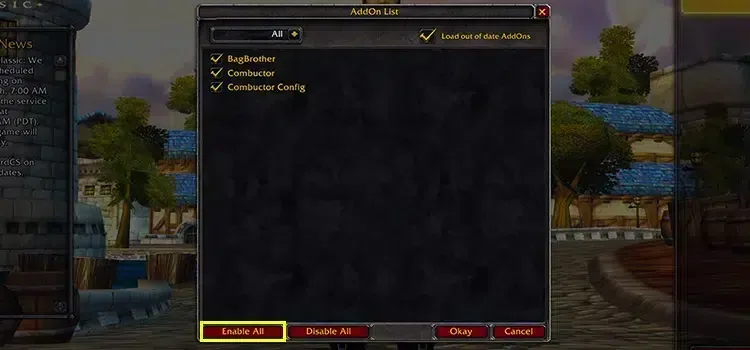 WoW Addon Etkinleştirme