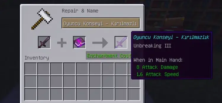 Minecraft Kılıç Büyüleri: Kırılmazlık