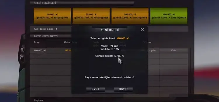 ETS 2 Kredi Çekme