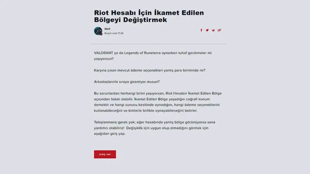 Valorant Bölge Değiştirme