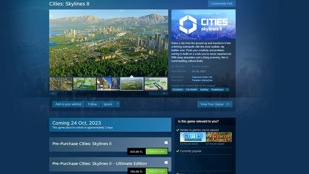 Cities Skylines 2 Fiyatı