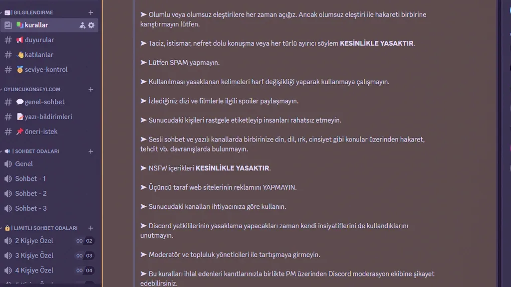 hazir discord sunucu kurallari