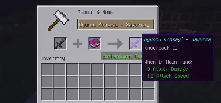Minecraft Kılıç Büyüleri: Savurma