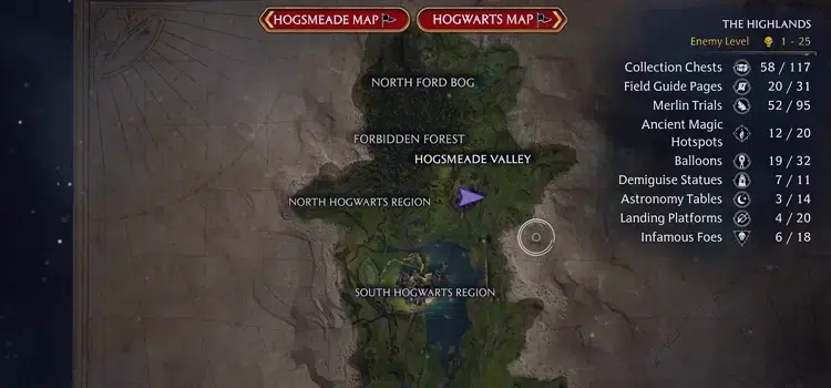 hogwarts legacy baslangic rehberi harita kullanimi